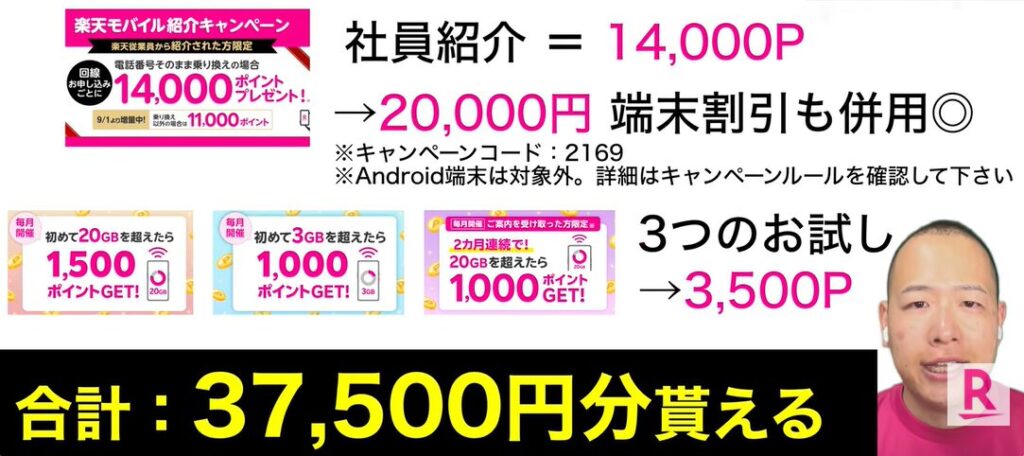 合計37,500円分もらう手順